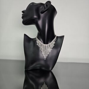 Fashion Jewelry Silver Crystal Fringe Necklace